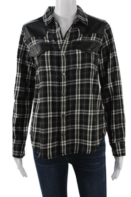 Current/Elliott Womens Black Plaid Western Button-Up Size 0