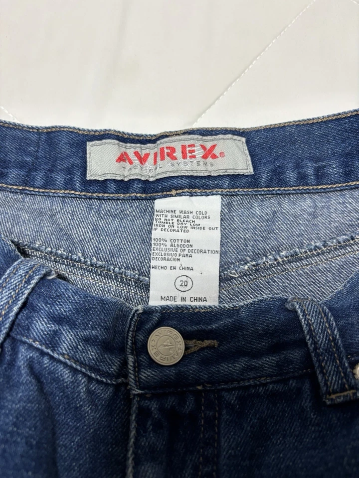 Pantalones de mezclilla holgados Avirex vintage para niños talla 20 (30” cintura) pierna ancha patín Y2K Foto 4 de 4