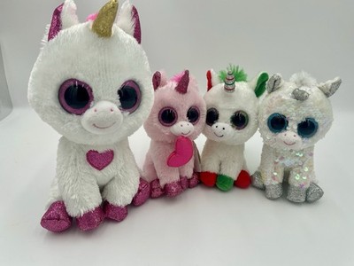 Ty Beanie Boos Cherie  9 Inch, Diamond,  Darling, Candy Cane UNICORN LOT OF 4