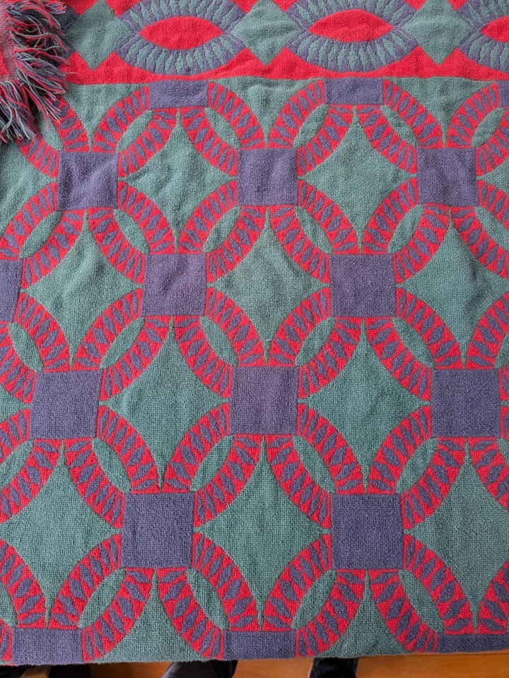 Manta Goodwin Weavers vintage 100 % algodón rojo verde azul decoración navideña Foto 2 de 4