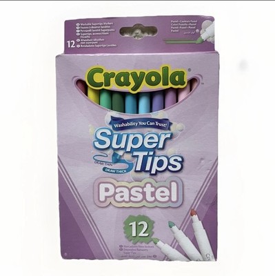 Crayola SuperTips Pastell Waschbar Marker 12er Pack Filzstifte Kunst Set Kinder UK!
