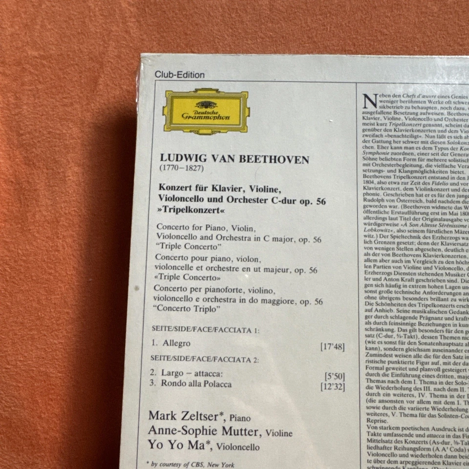 Versiegelt - Beethoven LP Vinyl Tripelkonzert Deutsche Grammophon 12“ 1980 - Bild 3 von 4