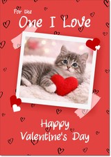 Doodlecards Valentines Day Card to One I Love Kitten with Heart