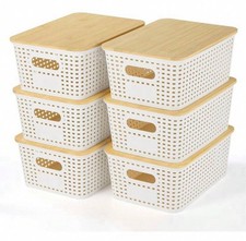 Plastic Storage Baskets With Bamboo Lid - Plastic Storage Containers Stackable