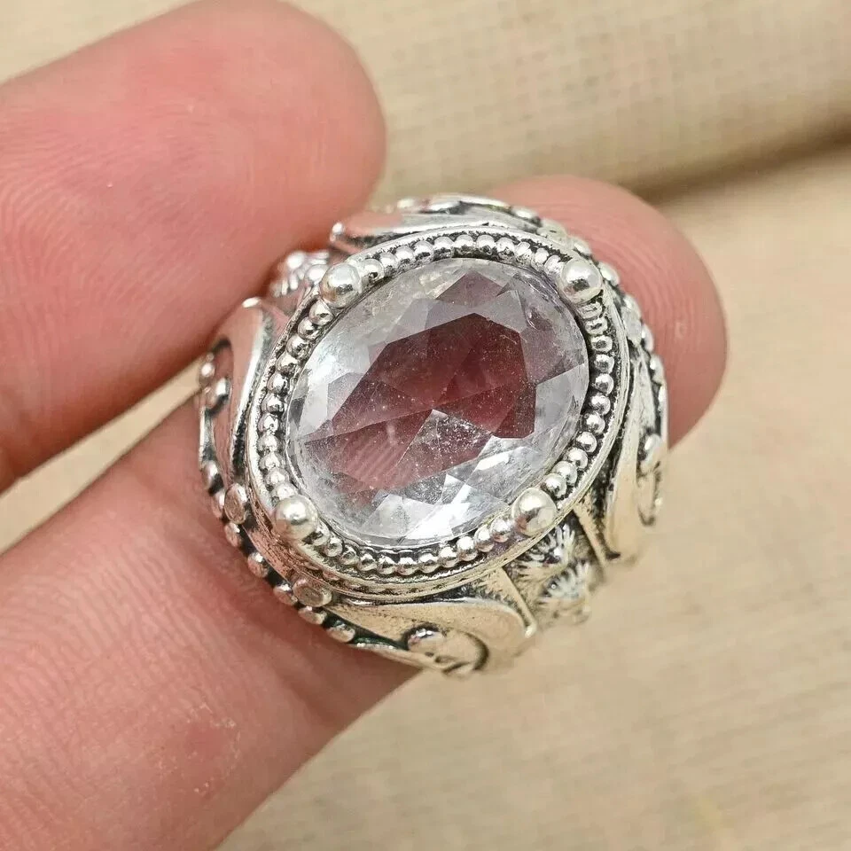 Anillo de piedras preciosas de cristal anillo de regalo de diseñador de plata de ley 925 para hombre todas las tallas D02 Foto 3 de 4