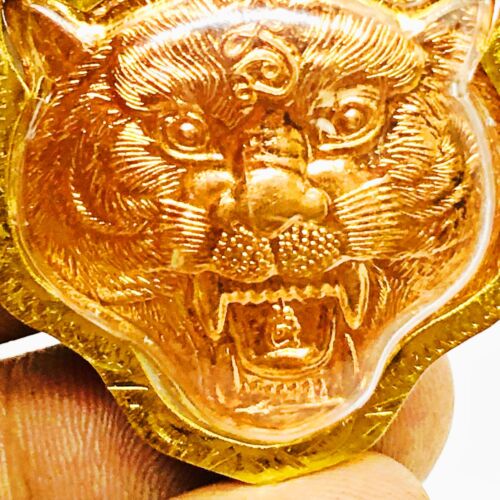 Ciondolo Talismano Portafortuna Maschera TIGRE Oro Autentico Amuleto LP Parn Ricca Ricchezza - Foto 15 di 20