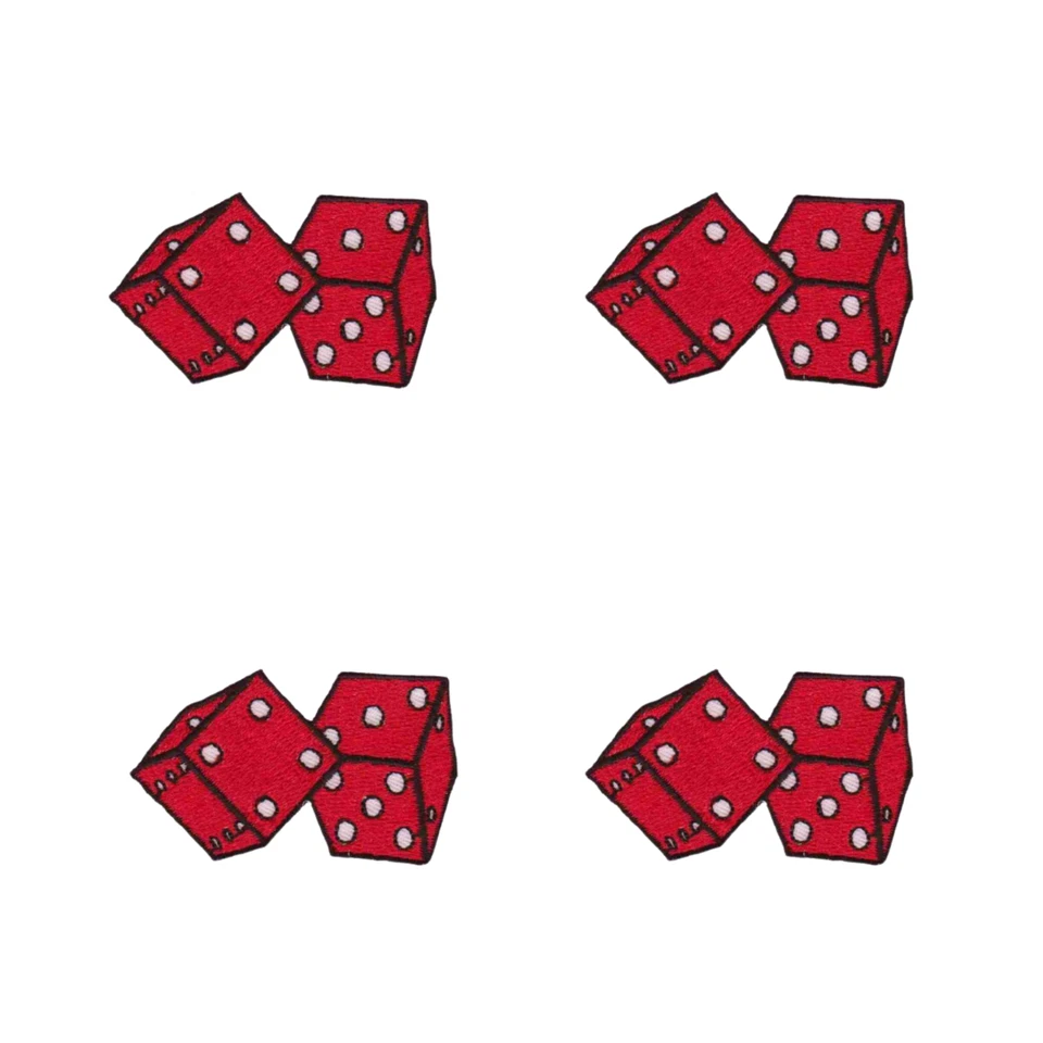 Double Dice Gambling (4-PAck)Iron On Patch: Red & Gold - Image 3 of 4