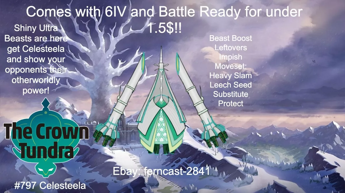 Pokemon Sword And Shield Shiny Celesteela 6IV Battle Ready Fast Delivery