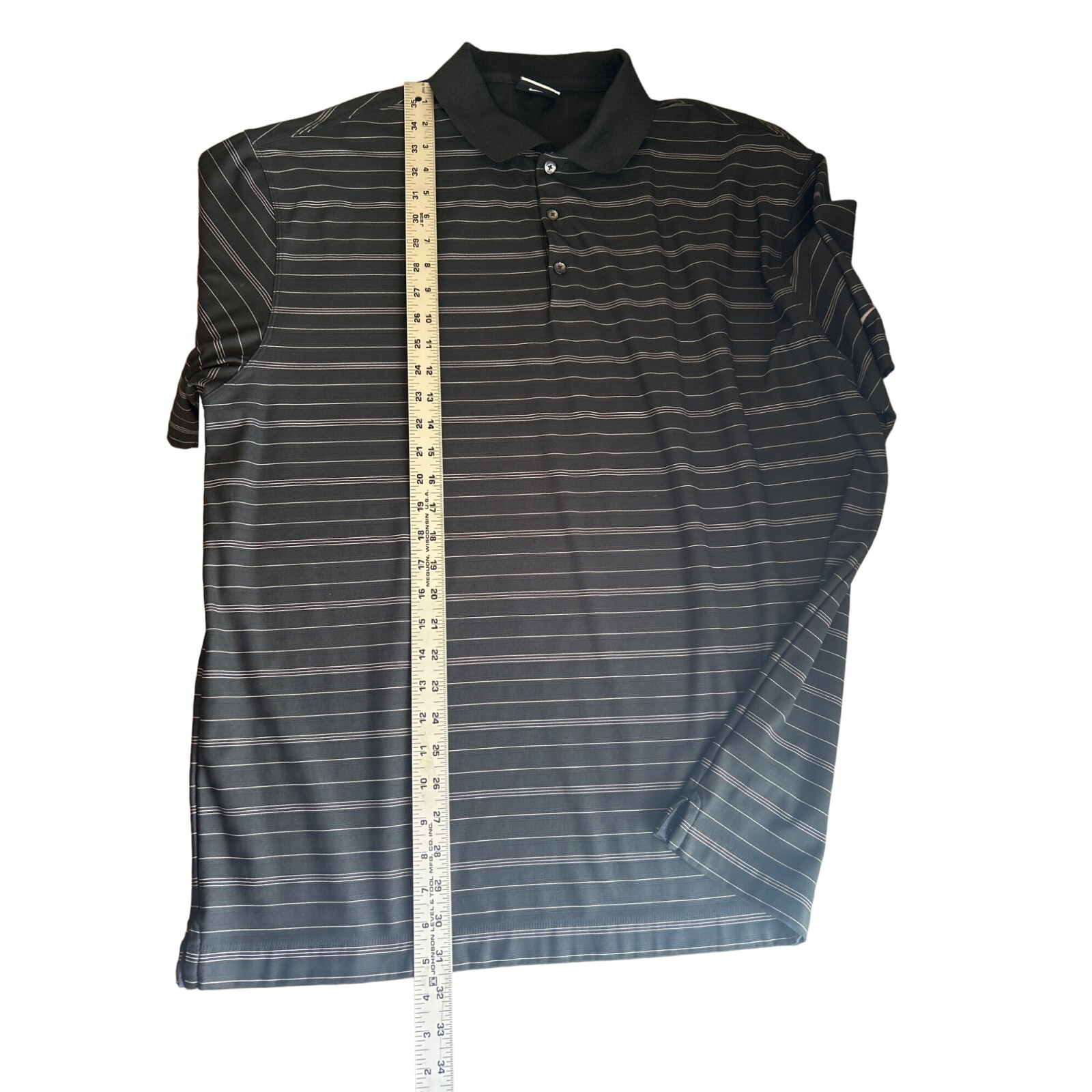 Nike Golf, Fit Dry, Black & Gray Striped Polo, Size XL