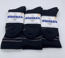 Bombas Black Crew Calf Socks Adult L Lot of 3 with Honeycomb Arch Support New
