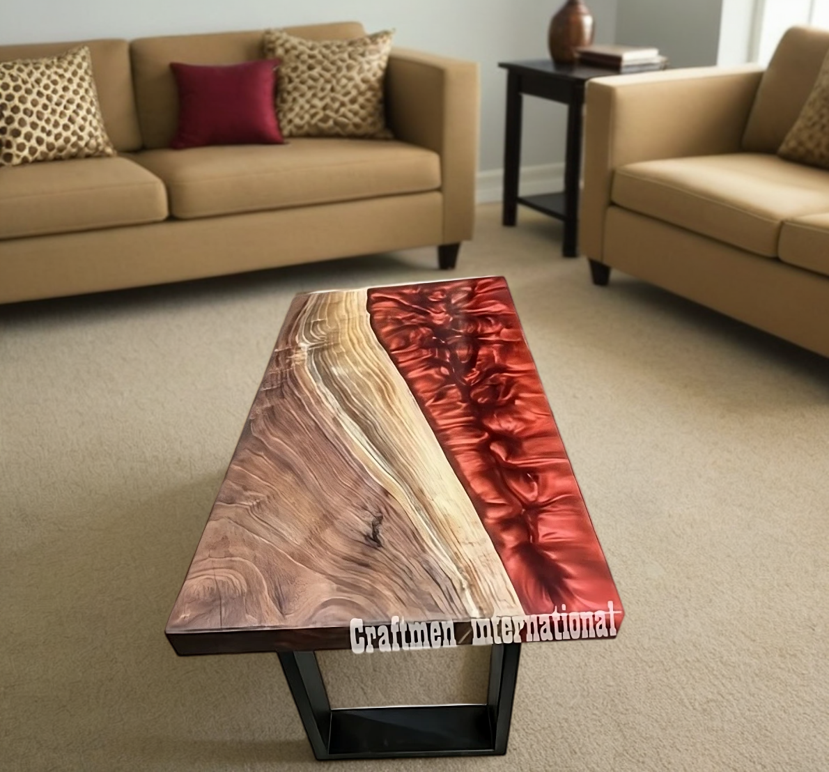 Stunning Red Epoxy Table Top for Kitchen or Home Decor Furniture