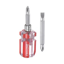 2 in 1 Short Screwdriver Stubby Magnetic Phillips & Flat Head Screwdriver, Red