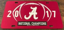 2017 University of Alabama Booster License Plate Crimson Tide Champions PLASTIC