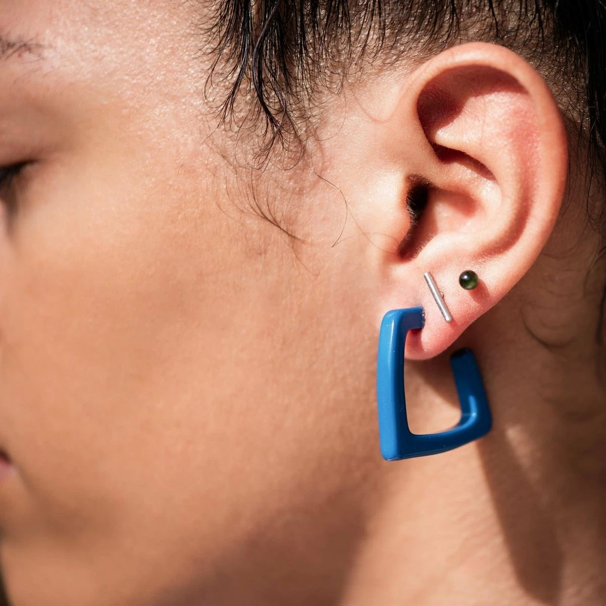 Blue hotsell lucite earrings