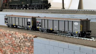 PIKO H0 97300 - Set of 2 Eaos wagons with wood load - SBB Ep. V-VI