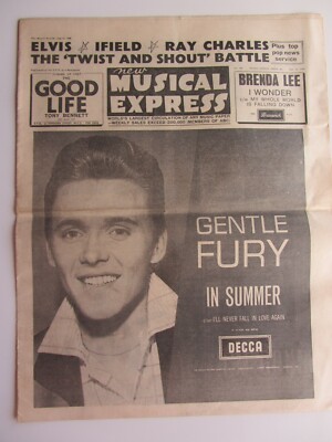  BILLY FURY  FRONT COVER  ORIG JULY  19TH  1963  N.M.E. MUSIC PAPER  