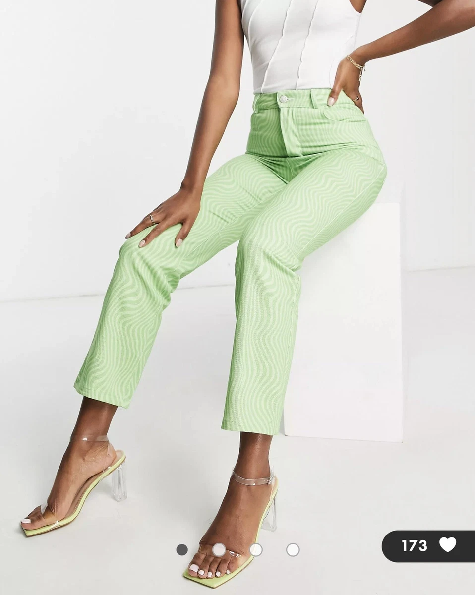 Peppermayo cigarette pants in retro green swirl print A2 eBay