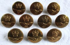 10x RAF: Royal Air Force Greatcoat Brass Buttons (23mm, 1950's, Firmin, London)