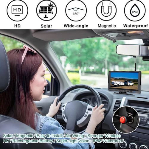 Digital Wireless 7" DVR Monitor Solar Backup Camera Magnetic Base For Caravan Rv - Picture 12 of 22