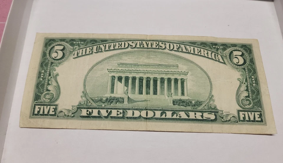 1953 A BLUE SEAL SILVER CIRTIFICATE FIVE DOLLAR $5 DOLLAR BILL  - Image 2 of 2