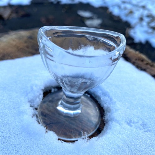 Vintage Clear Glass Eye Wash Cup 8 Paneled Pedestal 2 3/8" tall "20" on Bottom - Picture 3 of 20