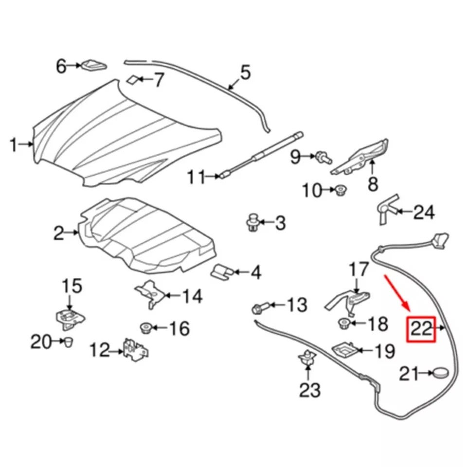 Cable de liberación del capó delantero C2Z29301 para Jaguar XF 2009-2015 XFR 2010-2015 XFR-S Foto 3 de 4