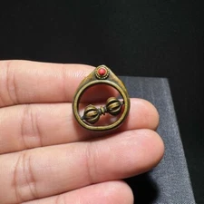 Antique Pendant Ornament Brass Vajra Pestle Magic Tool Swivel Copper Pendant