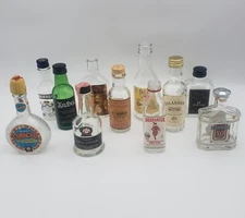 VINTAGE LOT OF 11~EMPTY MINI LIQUOR BOTTLES~BELLS ARDBEG LUIS ROYER GLENMORANGIE