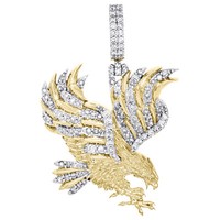 "10K Gelbgold Rund Diamant American Eagle Vogel AnhäNger 1.75 \" Charm 7/8 Karat"