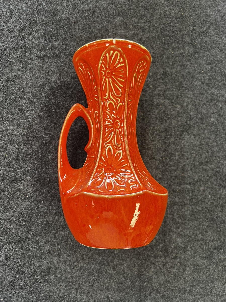 Vintage McCoy USA Pottery Embossed Daisy Flower Orange and Yellow