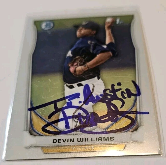 2014 Bowman Chrome Devin Williams Signed Auto Brewers Yankees RC Personalized