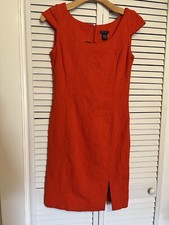 DONCASTER Women’s Large L Dress Orange Cap Sleeve Bodycon Sheath Textured