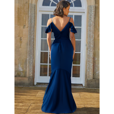 navy blue satin bodycon dress Odette Satin Mini Dress