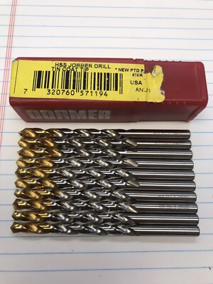 10 pcs.   D  HS 118 DEG. SPLIT POINT JOBBERS DRILLS W/TIN COATING. USA (loc stk)