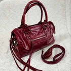 Handbag Shoulder Bag Satchel Editor's City Bag in Red USED Good Condition Japan!