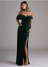 Azazie Bridesmaid Shay Dress, Emerald Green Velvet A2