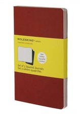 3 Moleskine Cahier Journal Soft Cover Large Squared Cranberry Red Set of 3 5X8