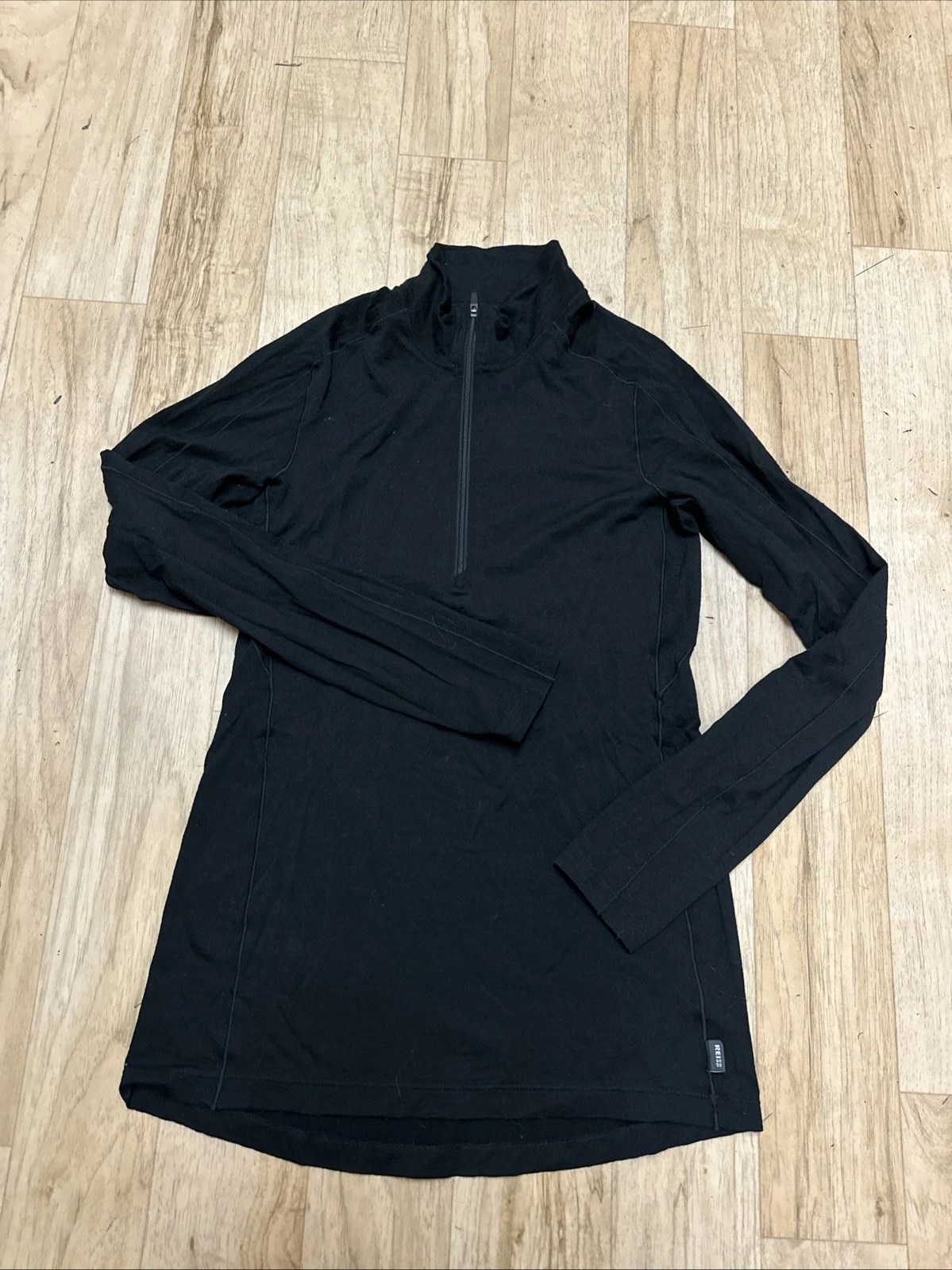 REI Co-Op XS Merino 185 Wool Half Zip Base Layer Long Sleeve Top Black Shirt