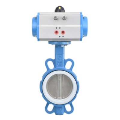 Pneumatic Butterfly Valve, Wafer-Type PTFE Butterfly Valve, Stainless Steel