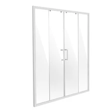Uimoso Semi-Frameless Double Sliding Shower Door Tempered Glass, 1/4 in, Chrome