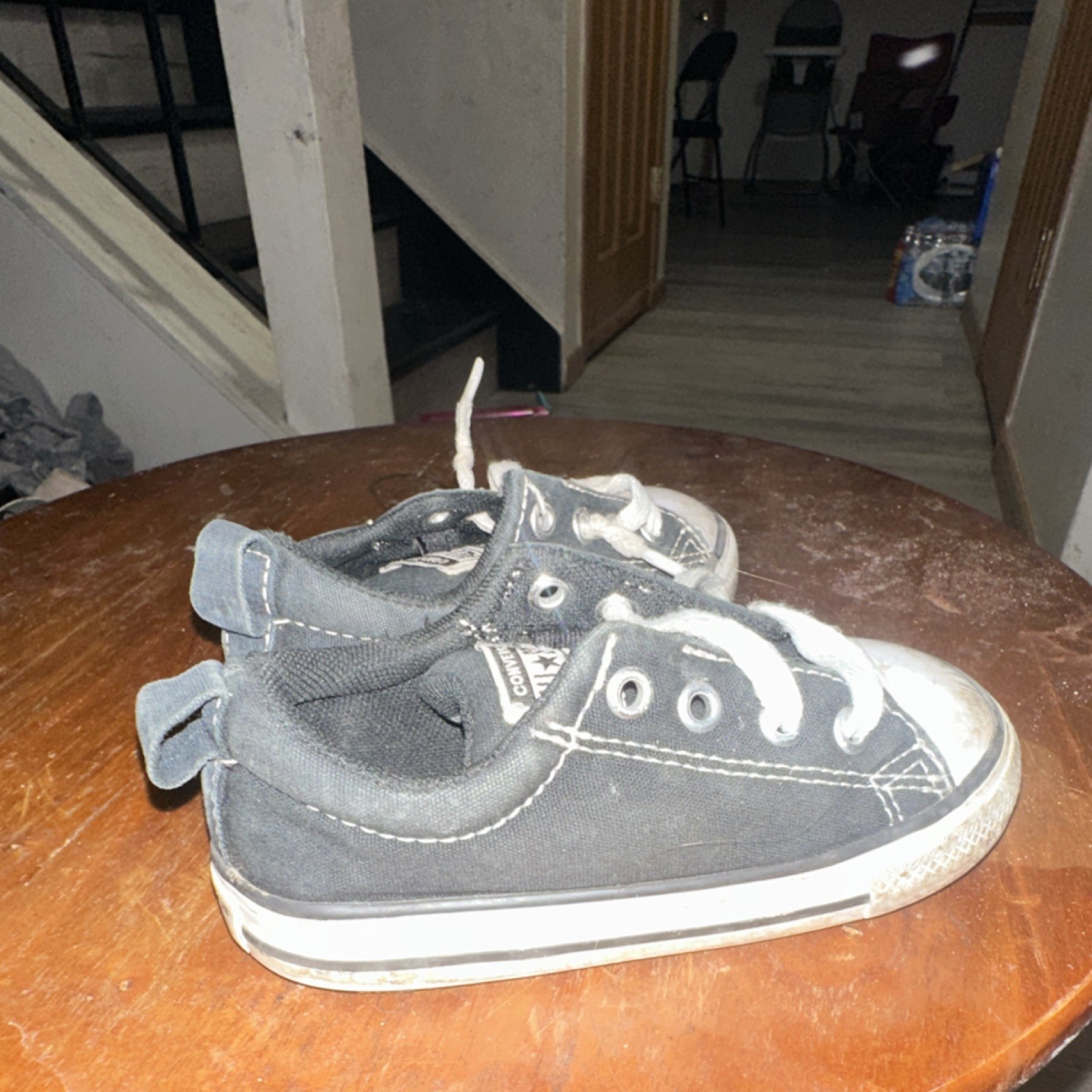Converse All Star Unisex Kids Black White Canvas Sneakers Lace Up Round Toe
