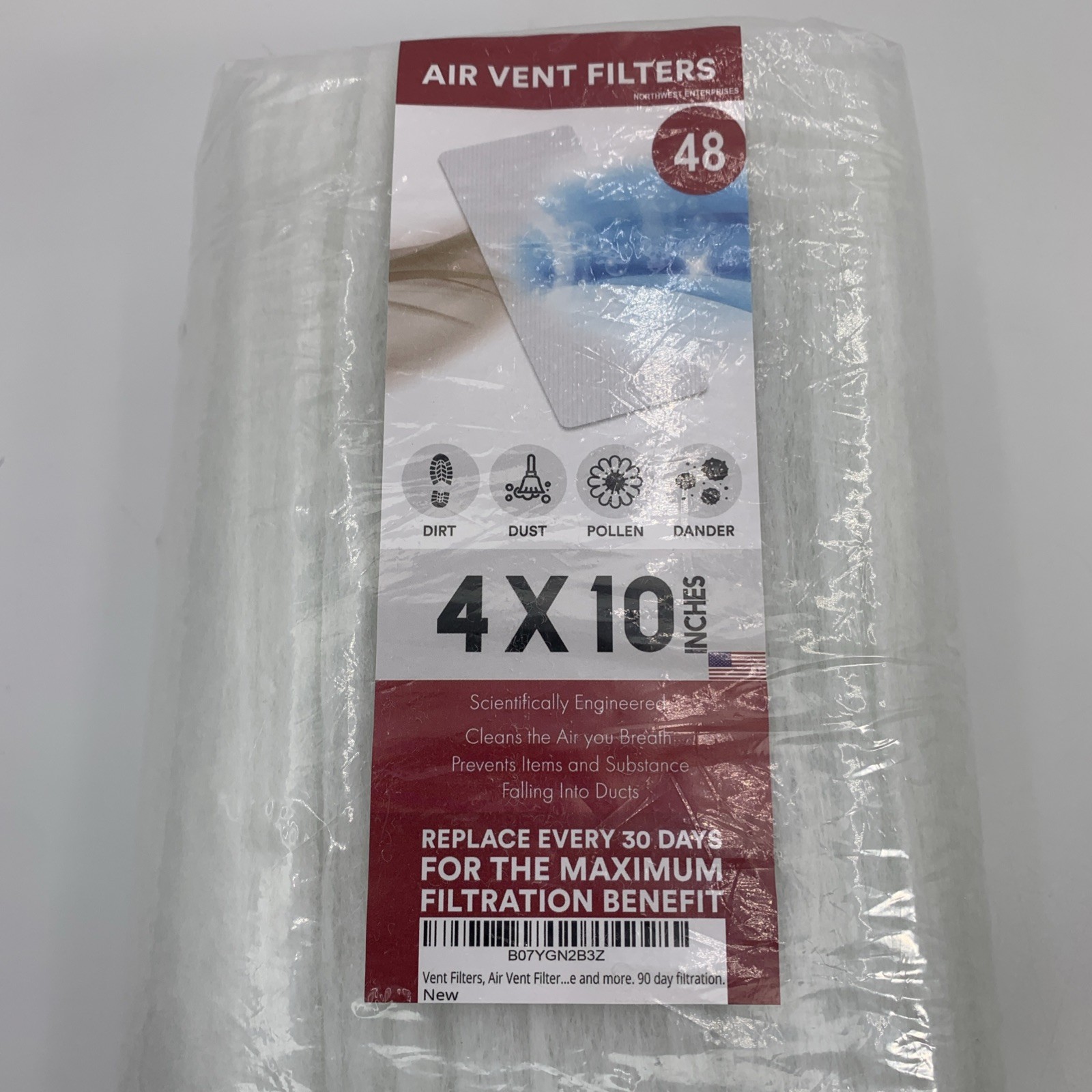 Air Vent Filters By Northwest Enterprises 4"x10" 48 Filters Sealed Free Shipping