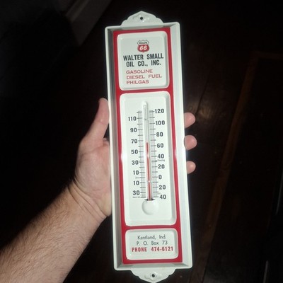 Vintage Phillips 66 WALTER SMALL OIL CO Kentland Indiana thermometer Clean