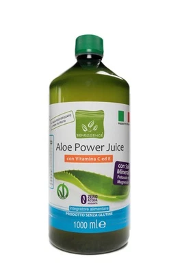 BENESSENCE Succo di Aloe 96% con Vitamine C/E+Potassio e Magnesio: Aloe Power Juice - 1Lt