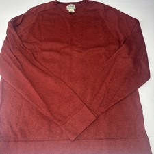 LL Bean Cotton Cashmere x Crewneck Sweater Mens Large Preppy Rust Red Outdoors