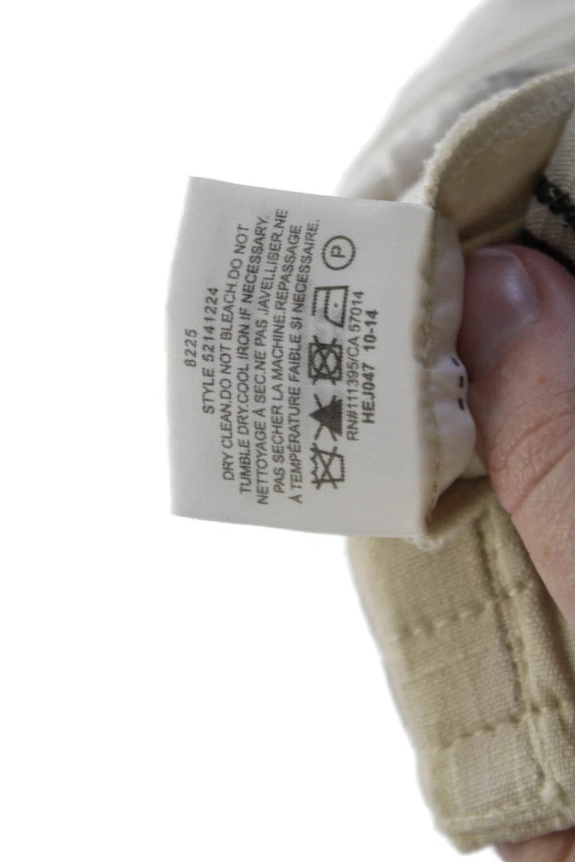 Tory Burch Womens Silk Blend Striped 2 Pocket Mid-Rise Tapered Pants Tan Size 2 - Image 4 of 4