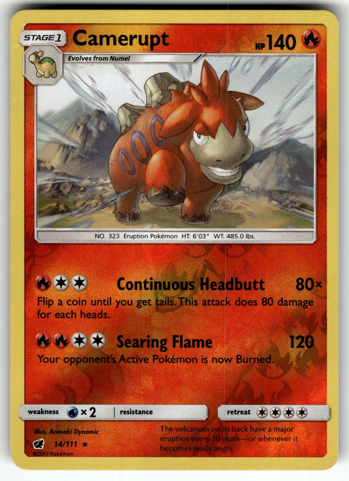 Camerupt 14/111 SM - Crimson Invasion LP Pokemon Card TCG