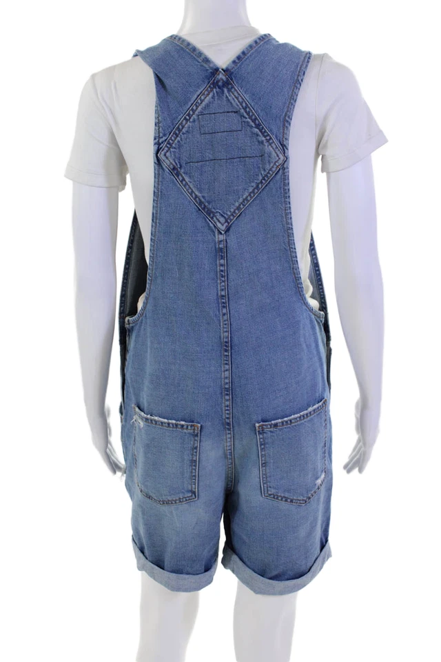 Mono vaquero desgastado cuello cuadrado azul talla 0 Current/Elliott para mujer Foto 3 de 4