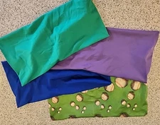 Lot of 4 ~ Stretchable Fabric School Book Covers ~ 3 Solid + Baseball