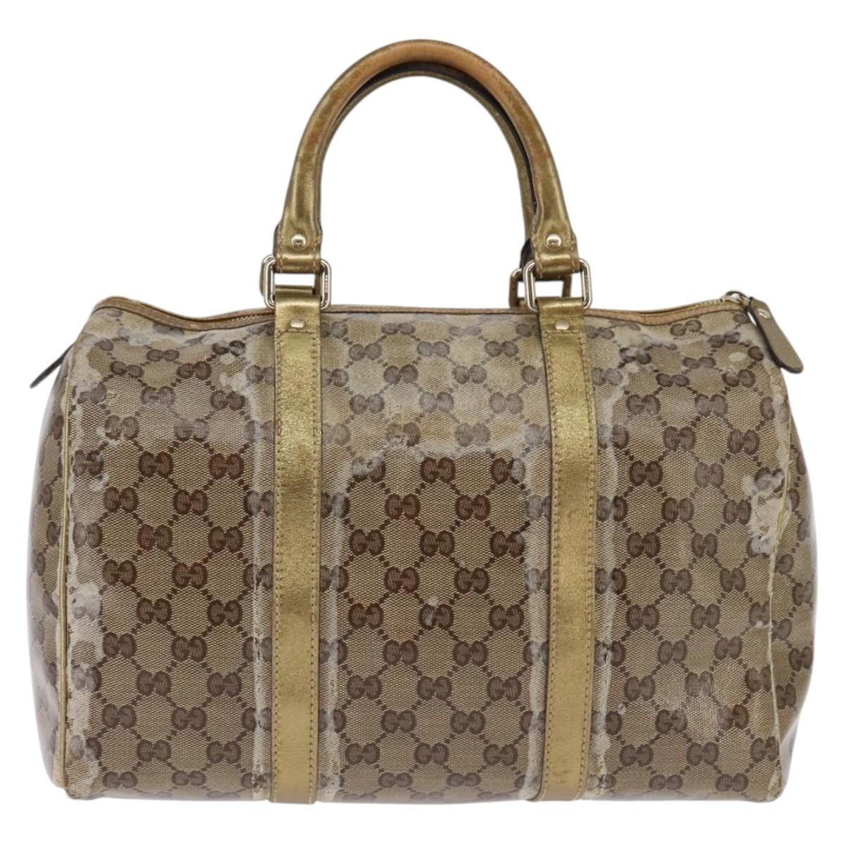 GUCCI ゴールド パーティーバッグ GUCCI GG Crystal Boston Bag Coated Canvas Beige Gold 193603 Auth